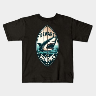 Beware of Sharks retro vintage Kids T-Shirt